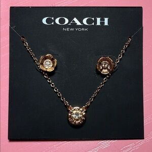 Coach Gold Floral Necklace and Earrings